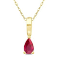 5X3 MM Pear Shape Ruby Precious Solitaire Pendant With Chain in 14K Yellow Gold