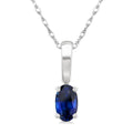 5X3 MM Oval Shape Sapphire Precious Solitaire Pendant With Chain in 14K White Gold