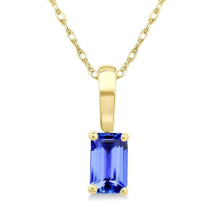 Nimbus Emerald Shape Gemstone Solitaire Pendant