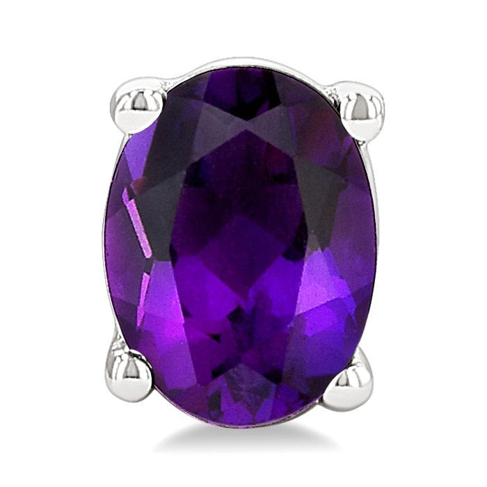 4X3 MM Oval Shape Amethyst Semi-Precious Stud Earrings in 10K White Gold