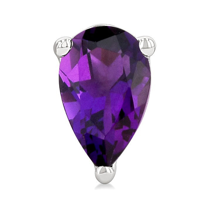 4X3 MM Pear Shape Amethyst Semi-Precious Stud Earrings in 10K White Gold