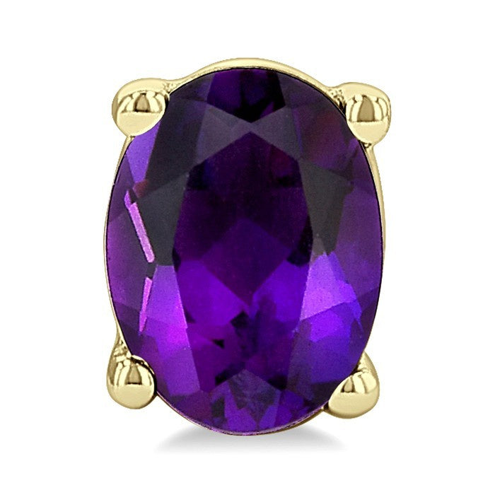 4X3 MM Oval Shape Amethyst Semi-Precious Stud Earrings in 10K Yellow Gold