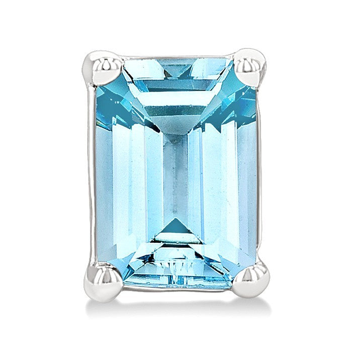 4X3 MM Octagon Shape Aquamarine Semi-Precious Stud Earrings in 10K White Gold