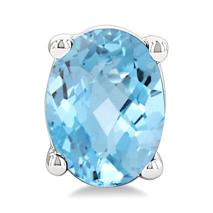 4X3 MM Oval Shape Aquamarine Semi-Precious Stud Earrings in 10K White Gold