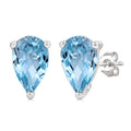 4X3 MM Pear Shape Aquamarine Semi-Precious Stud Earrings in 10K White Gold