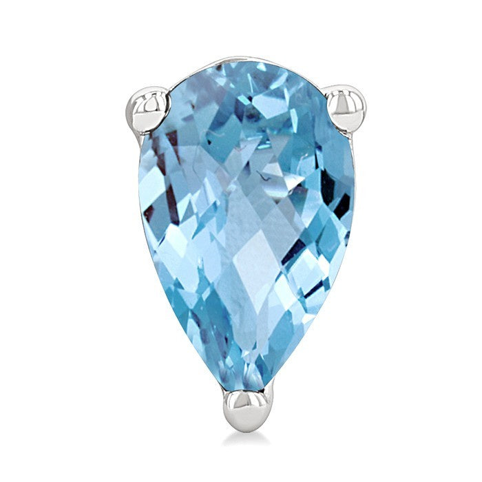 4X3 MM Pear Shape Aquamarine Semi-Precious Stud Earrings in 10K White Gold