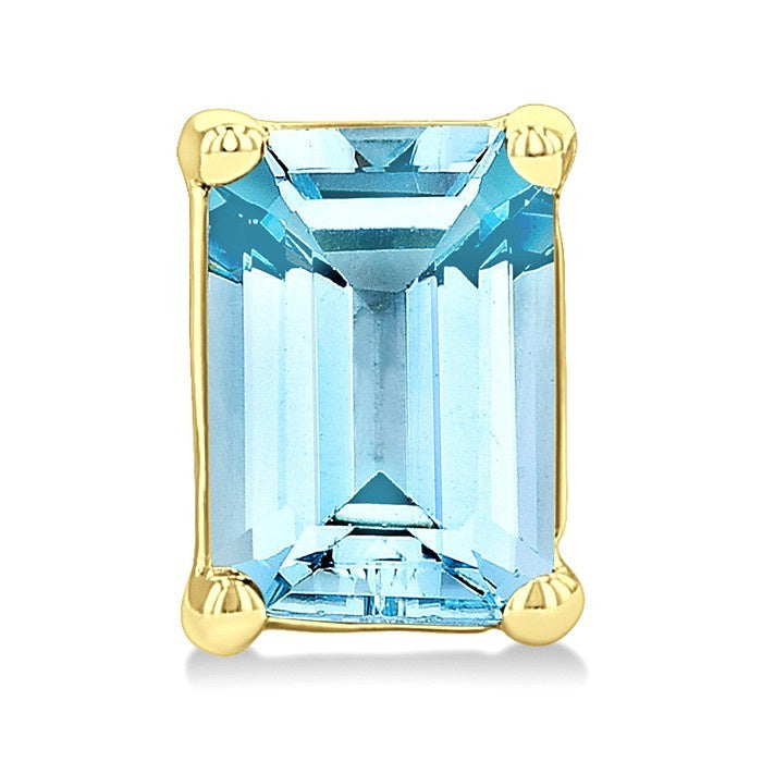 4X3 MM Octagon Shape Aquamarine Semi-Precious Stud Earrings in 10K Yellow Gold