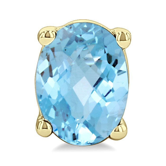 4X3 MM Oval Shape Aquamarine Semi-Precious Stud Earrings in 10K Yellow Gold