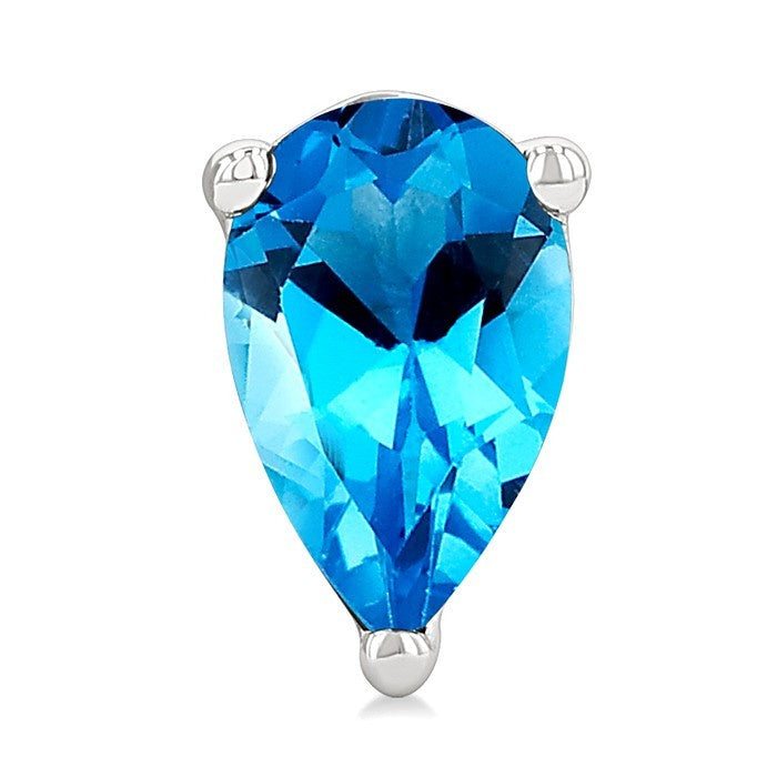 4X3 MM Pear Shape Blue Topaz Semi-Precious Stud Earrings in 10K White Gold