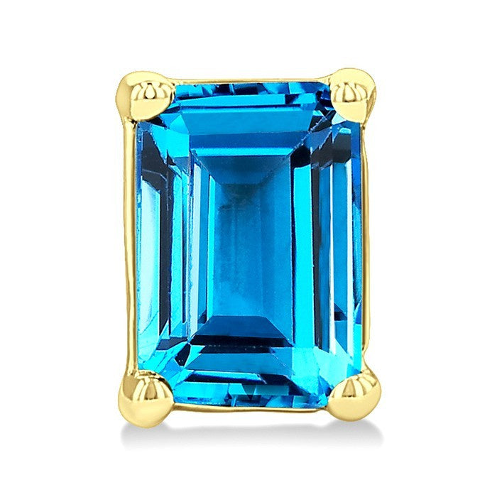 4X3 MM Octagon Shape Blue Topaz Semi-Precious Stud Earrings in 10K Yellow Gold