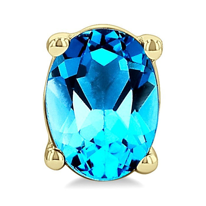 4X3 MM Oval Shape Blue Topaz Semi-Precious Stud Earrings in 10K Yellow Gold