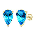 4X3 MM Pear Shape Blue Topaz Semi-Precious Stud Earrings in 10K Yellow Gold