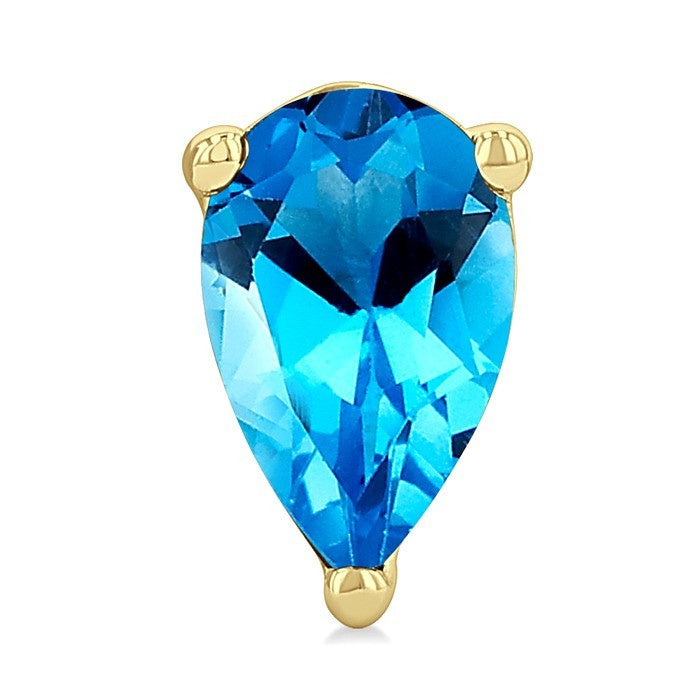 4X3 MM Pear Shape Blue Topaz Semi-Precious Stud Earrings in 10K Yellow Gold