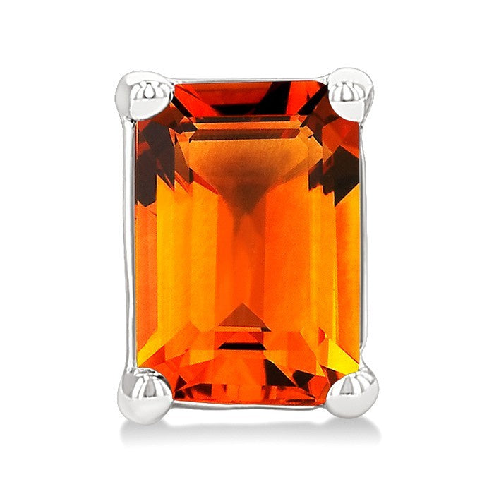 4X3 MM Octagon Shape Citrine Semi-Precious Stud Earrings in 10K White Gold