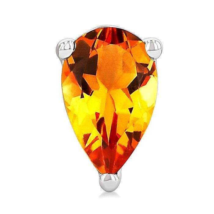 4X3 MM Pear Shape Citrine Semi-Precious Stud Earrings in 10K White Gold