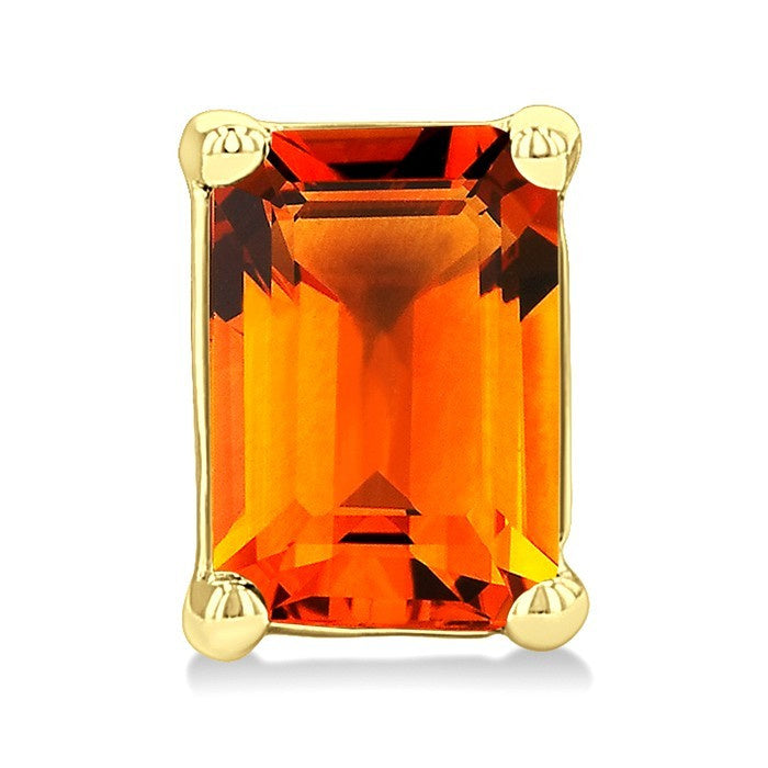 4X3 MM Octagon Shape Citrine Semi-Precious Stud Earrings in 10K Yellow Gold