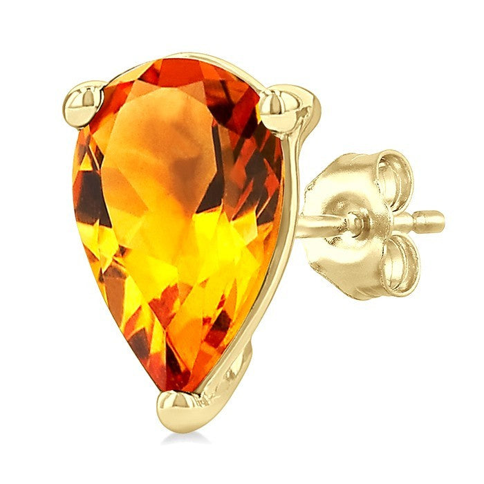 4X3 MM Pear Shape Citrine Semi-Precious Stud Earrings in 10K Yellow Gold