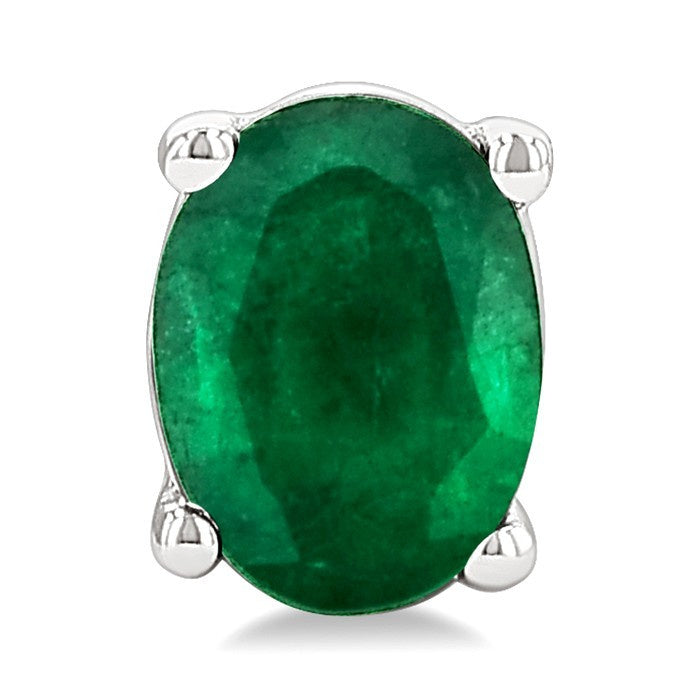 4X3 MM Oval Shape Emerald Precious Stud Earrings in 10K White Gold