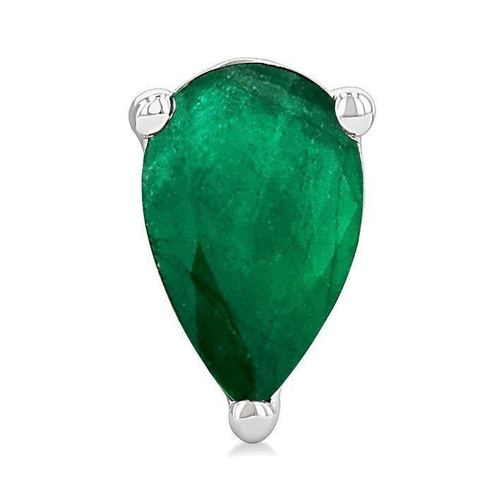 4X3 MM Pear Shape Emerald Precious Stud Earrings in 10K White Gold