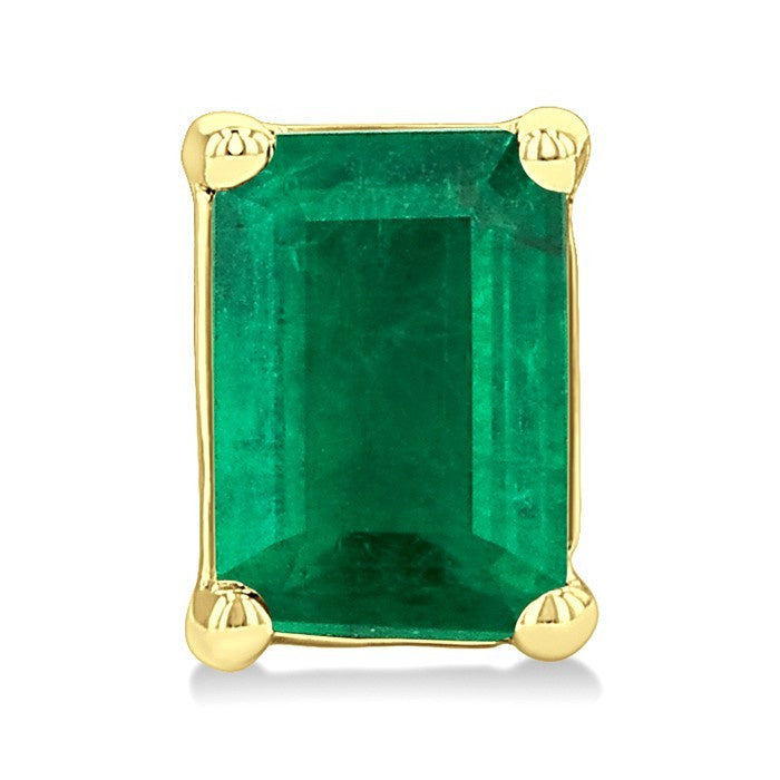 4X3 MM Octagon Shape Emerald Precious Stud Earrings in 10K Yellow Gold