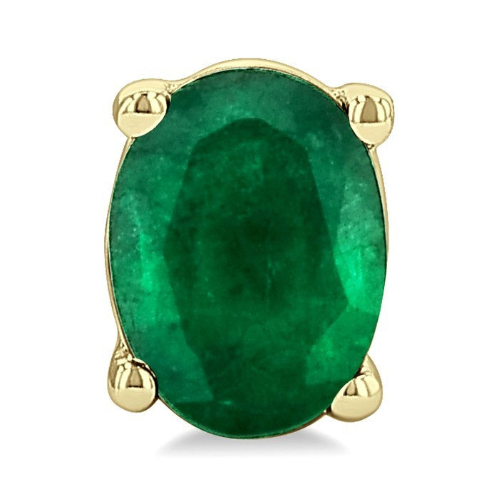 4X3 MM Oval Shape Emerald Precious Stud Earrings in 10K Yellow Gold