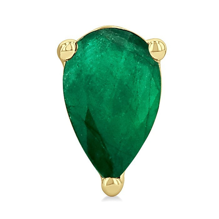 4X3 MM Pear Shape Emerald Precious Stud Earrings in 10K Yellow Gold