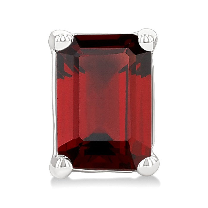 4X3 MM Octagon Shape Garnet Semi-Precious Stud Earrings in 10K White Gold