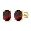 4X3 MM Oval Shape Garnet Semi-Precious Stud Earrings in 10K Yellow Gold