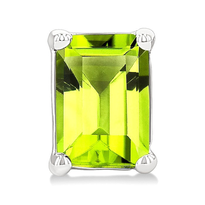 4X3 MM Octagon Shape Peridot Semi-Precious Stud Earrings in 10K White Gold