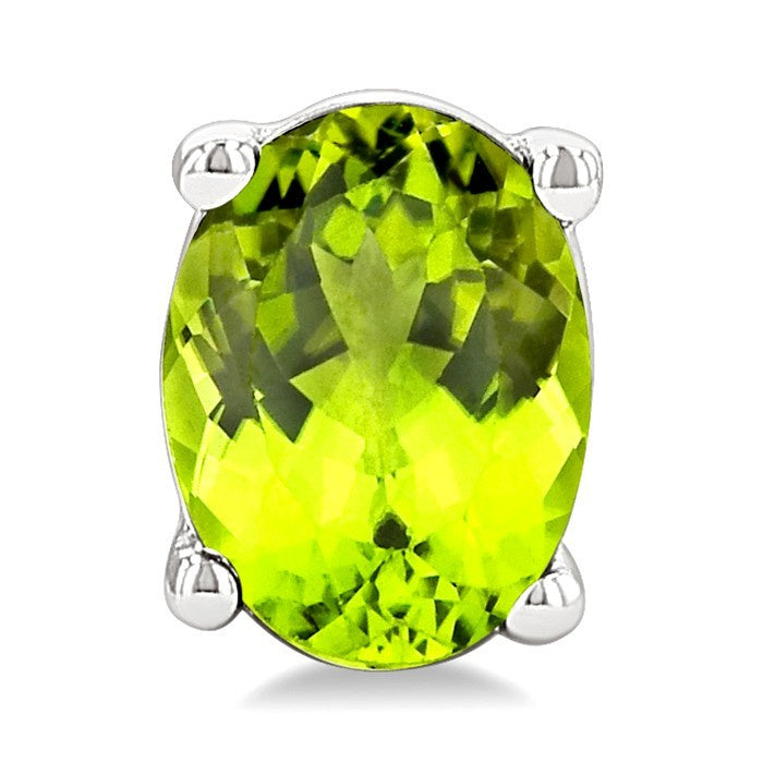 4X3 MM Oval Shape Peridot Semi-Precious Stud Earrings in 10K White Gold
