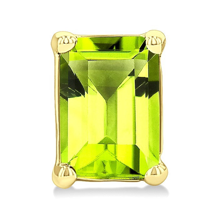 4X3 MM Octagon Shape Peridot Semi-Precious Stud Earrings in 10K Yellow Gold