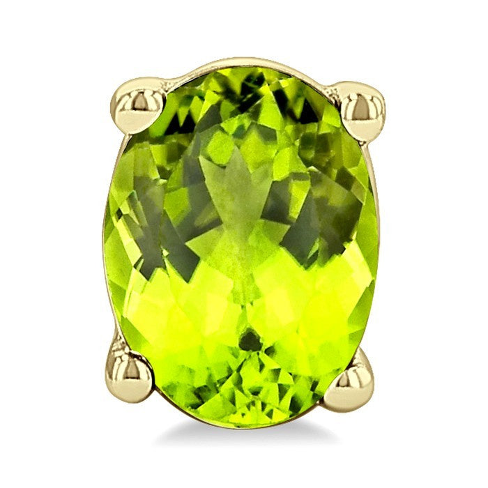 4X3 MM Oval Shape Peridot Semi-Precious Stud Earrings in 10K Yellow Gold
