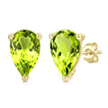 4X3 MM Pear Shape Peridot Semi-Precious Stud Earrings in 10K Yellow Gold
