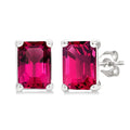 4X3 MM Octagon Shape Pink Tourmaline Semi-Precious Stud Earrings in 10K White Gold