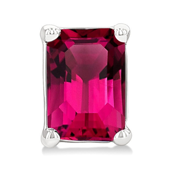 4X3 MM Octagon Shape Pink Tourmaline Semi-Precious Stud Earrings in 10K White Gold