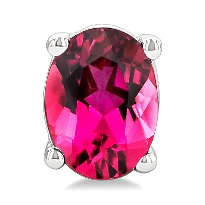 4X3 MM Oval Shape Pink Tourmaline Semi-Precious Stud Earrings in 10K White Gold