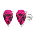 4X3 MM Pear Shape Pink Tourmaline Semi-Precious Stud Earrings in 10K White Gold
