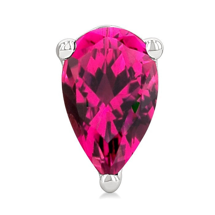 4X3 MM Pear Shape Pink Tourmaline Semi-Precious Stud Earrings in 10K White Gold