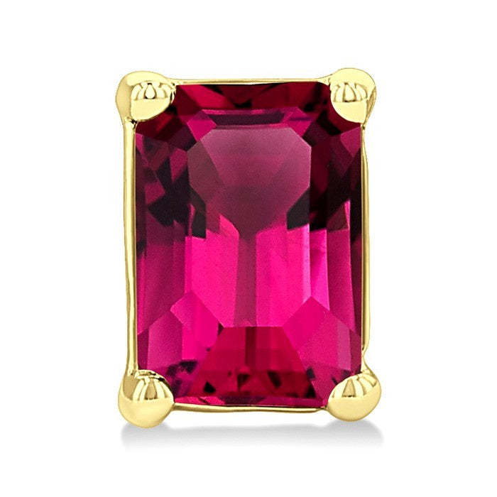 4X3 MM Octagon Shape Pink Tourmaline Semi-Precious Stud Earrings in 10K Yellow Gold