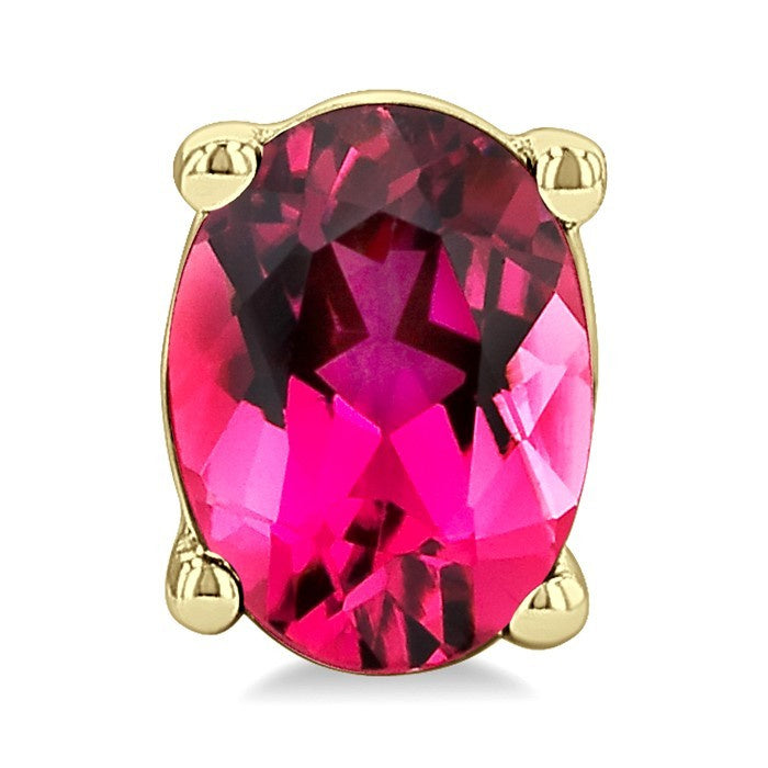 4X3 MM Oval Shape Pink Tourmaline Semi-Precious Stud Earrings in 10K Yellow Gold