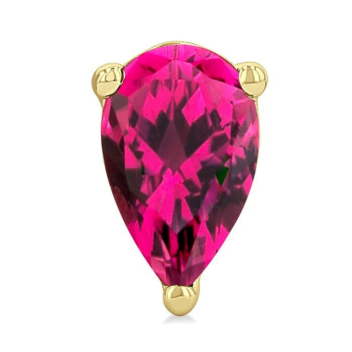 4X3 MM Pear Shape Pink Tourmaline Semi-Precious Stud Earrings in 10K Yellow Gold