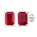 4X3 MM Octagon Shape Ruby Precious Stud Earrings in 10K White Gold