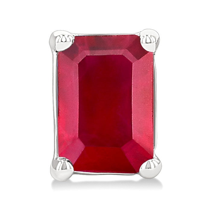 4X3 MM Octagon Shape Ruby Precious Stud Earrings in 10K White Gold