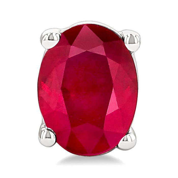 4X3 MM Oval Shape Ruby Precious Stud Earrings in 10K White Gold
