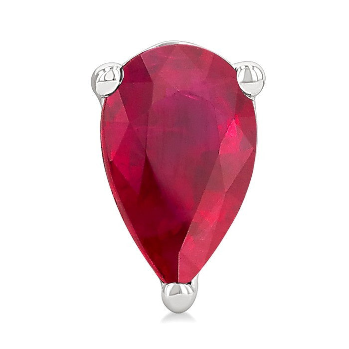 4X3 MM Pear Shape Ruby Precious Stud Earrings in 10K White Gold
