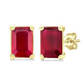 4X3 MM Octagon Shape Ruby Precious Stud Earrings in 10K Yellow Gold