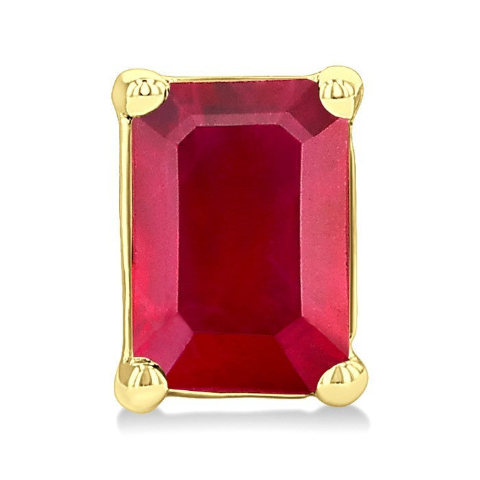 4X3 MM Octagon Shape Ruby Precious Stud Earrings in 10K Yellow Gold