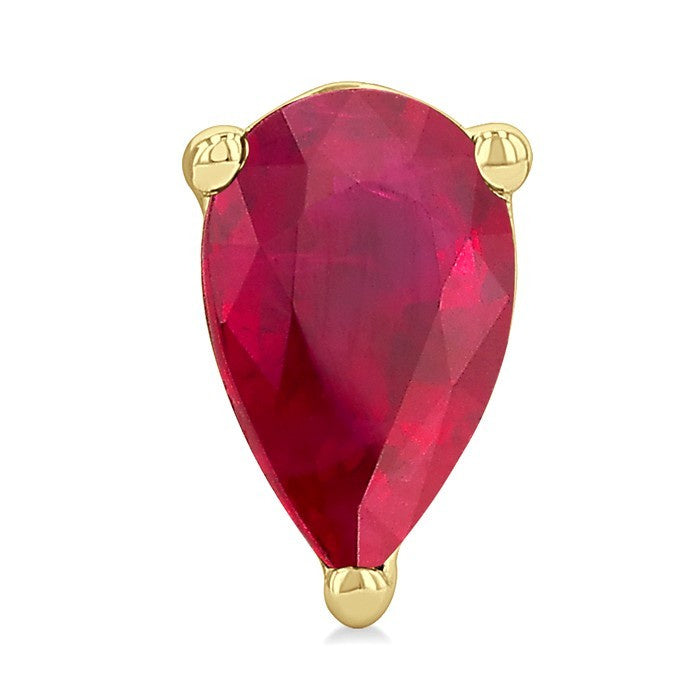 4X3 MM Pear Shape Ruby Precious Stud Earrings in 10K Yellow Gold