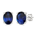 4X3 MM Oval Shape Sapphire Precious Stud Earrings in 10K White Gold