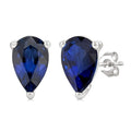 4X3 MM Pear Shape Sapphire Precious Stud Earrings in 10K White Gold